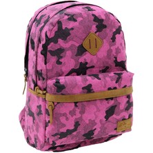 Bin Hediye Cambridge Polo Club Kamuflaj Desen Sırt Çantası Plcan1763 Pembe