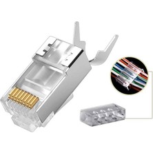 Wozlo Cat7 CAT6A Ez Yeni Nesil RJ45 Ftp Delikli Metal Jak Konnektör - 10 Adet