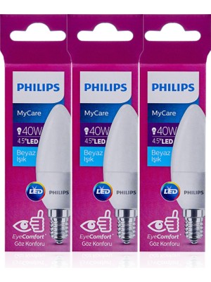 Philips Led Candle 40W B35 E14 Cdl Fr Nd 3bl 3'lü Ampul