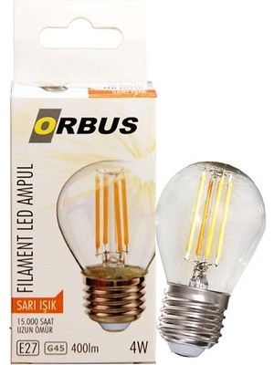 Orbus GC45 4W Filament Bulb Mini Top Şeffaf E27 300LM Ampul - 2700K Sarı Işık