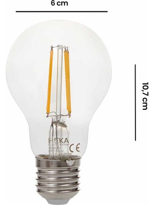 Heka A60 8W 1150LM E27 Dim Edilebilir Şeffaf Ampul - 3000K Gün Işığı