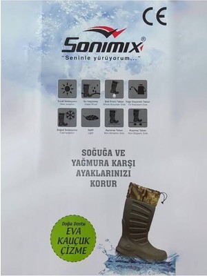 Sonimix Eva Avcı Çizme Haki Renk,kamuflaj Konçlu