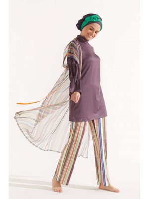 Mayovera Renkli Çizgiler Plaj Elbisesi