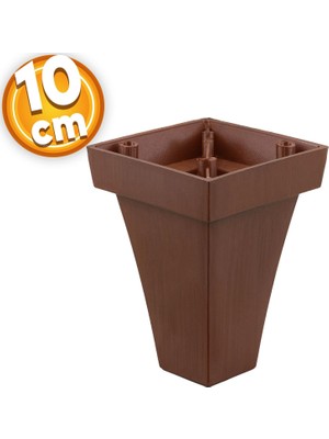 Badem10 Venüs Lüks Mobilya Kanepe Sehpa Tv Ünitesi Koltuk Ayağı 10 cm Kahverengi Ahşap Desenli Baza Ayakları