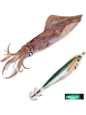 Profısher Kalamar Sahtesi 10CM Yeşil Elbiseli Fosforlu Sert Yem