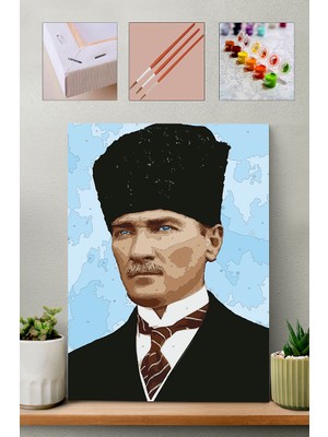 Carmen Kalpaklı Atatürk Portresi Boyama Seti 40 x 50 cm Akrilik Boyalarla Sanatınızı Yaratın