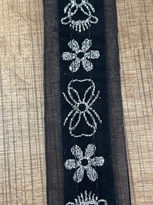 Gönülden Tasarım Siyah Simli Işleme Şerit Güpür Bordür En 4 cm (1 Metre)