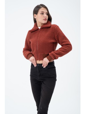 Polo State Kadın Polar Ceket  Kiremit