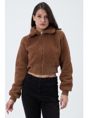 Polo State Kadın Polar Ceket  Kahverengi