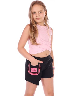Toontoy Kids Toontoy Kız Çocuk Yanı Armalı Cepli Şort