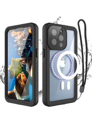 M.TK Moveteck iPhone 14 Pro Max Kılıf 360 Derece Kaplar Proff Su Geçirmez Su Altı Çekim Manyetik Magsafeli Waterproof Case Full Body
