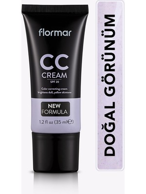 Flormar-Solgun Ciltlere Özel Sarı Renk Dengeleyici Anti-Dullness CC Krem (CC01 Lila Bazlı Ten Rengi) 8690604534708