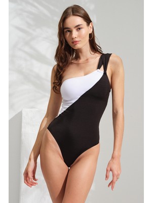 Pierre Cardin Tek Omuz Parçalı Mayo Siyah 231100