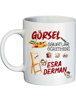 Biresimden Görsel Sanatlar Öğretmenine Hediye Isimli Kupa Bardak - Öğretmenler Günü Hediyesi