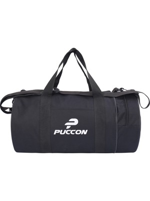 Puccon Omuz Askılı Unisex Siyah Silindir Seyahat Fitness ve Spor Çantası