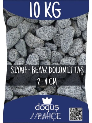 Doğuş Bahçe Siyah - Beyaz Dolomit Taş 10 kg 2-4 cm Dere Çakıl Taşı Bahçe Süs Taşı Saksı Taşı Akvary