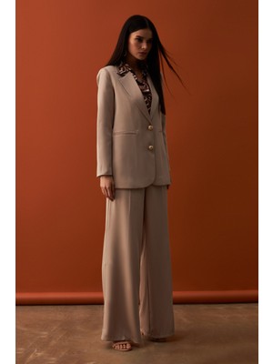 Sateen Salaş Krep Pantolon - Bej