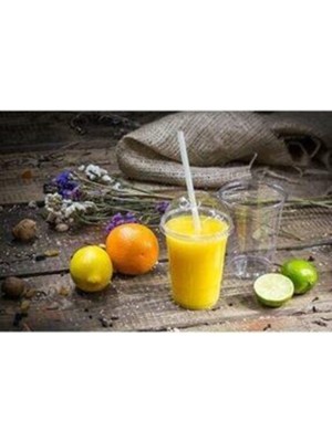 EC Shop Miopack Pet Plastik Limonata Milkshake Bardağı 50 Adet Kapaklı 500 cc