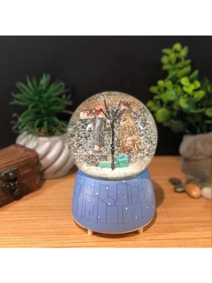EC Shop Hediye Fikri Romantik Kış Masalı Işıklı Müzikli Otomatik Kar Püskürten Kar Küresi