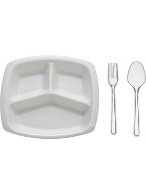 EC Shop Chs 50 Ad. Köpük Tabildot Tabak, 50 Ad. Plastik Çatal, 50 Ad. Plastik Kaşık