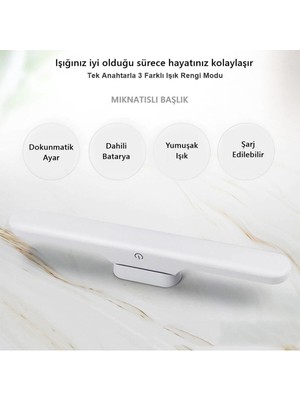 Cata Mıknatıslı Şarjlı LED Işık Micro USB Şarjlı Kablosuz LED Lamba 3 Farklı Işık Martı LED Aplik