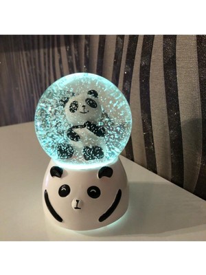 EC Shop Ihtişamlı Evim En Büyük Mega Boy Otomatik Kar Püskürtmeli Müzikli ve Rengarenk Işıklı Panda Kar Kür