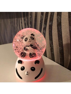 EC Shop Ihtişamlı Evim En Büyük Mega Boy Otomatik Kar Püskürtmeli Müzikli ve Rengarenk Işıklı Panda Kar Kür