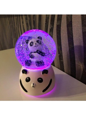 EC Shop Ihtişamlı Evim En Büyük Mega Boy Otomatik Kar Püskürtmeli Müzikli ve Rengarenk Işıklı Panda Kar Kür
