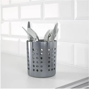 IKEA Paslanmaz Çelik-Gri Kaşıklık 13,5 Cm,delikli Meridyendukkan Tezgah Üstü Organizer 13,5