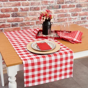 DC Home Kareli Runner - Kırmızı - 45x150 cm