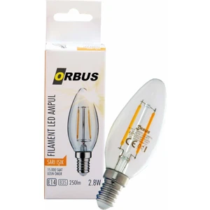 C37 4W Filament Bulb Clear E14 400LM RA80 220 - 240V/50Hz Ampul - 2700K Sarı Işık
