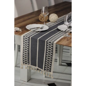 Tropik Home Örme Masa Örtüsü Püsküllü Runner Masa Örtüsü Organik Pamuk  Runner  35X155 cm Masa Üstü Runner