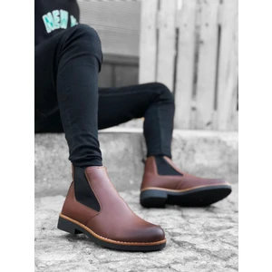 Deezy Wear BA0058 Chelsea Bağcıksız Lastikli Tabacilt Erkek Yarım Bilek Bot