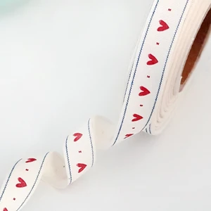 Pamuk şerit, kalp, 1.5 cm  5 metre