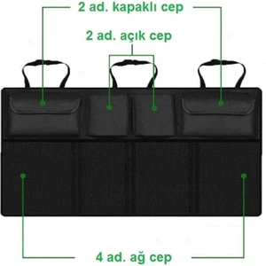 Ankaflex Oto Araç Bagaj Düzenleyici Çanta Araç Içi Eşya Düzenleyici Bod Oto Bagaj Organizer 8 Cepli Fileli