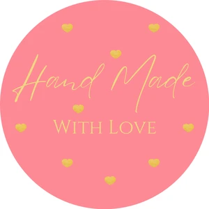 Genç Girişimci Kuşe Sticker-Hand Made With Love- (3X3CM) 50 Adet