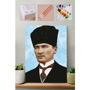 Sayılarla Boyama Seti - Kalpaklı Atatürk Portresi 40 x 50 cm