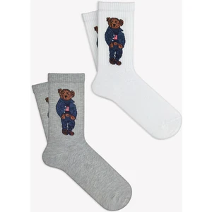 Mono Socks 2'li Mavi Teddy Bear Ayıcık Desenli Tenis Çorap