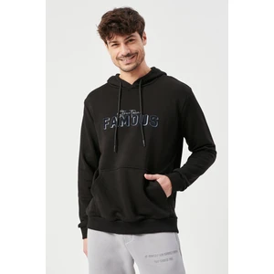 ALTINYILDIZ CLASSICS Erkek Siyah Slim Fit Dar Kesim Kapüşonlu Pamuklu Rahat Sweatshirt