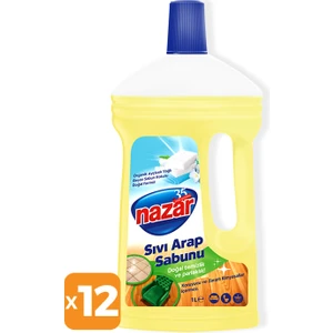 Nazar 12'li Sıvı Arap Sabunu Beyaz Sabun Kokulu Sıvı Arap Sabunu 1 Litre x 12 Adet