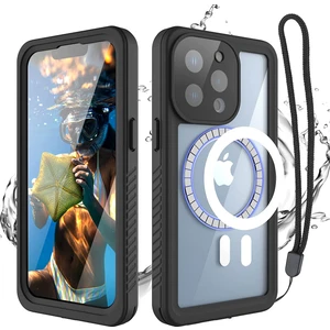 M.TK Moveteck iPhone 14 Pro Max Kılıf 360 Derece Kaplar Proff Su Geçirmez Su Altı Çekim Manyetik Magsafeli Waterproof Case Full Body