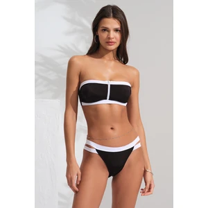 Pierre Cardin Soft Pedli Fermuarlı Straplez Bikini Takım Siyah&beyaz  231201