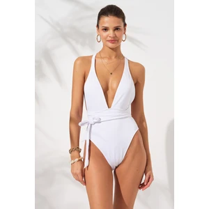 Pierre Cardin Camila Kadın Beyaz Belden Çapraz Bağlamalı Mayokini Şık Tasarım