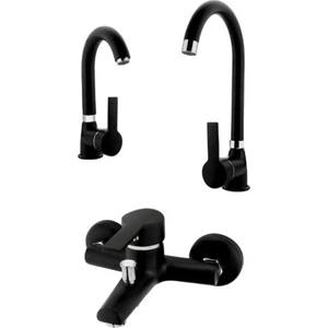 Kerim Su Armatürleri Delta 3'lü Set Siyah