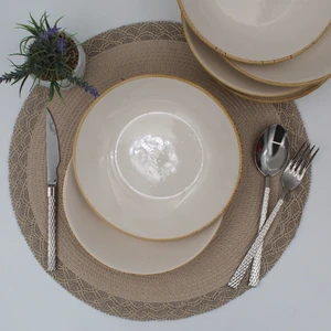 Arna Porselen Arna 20 cm Seramik Yemek Tabağı 6 Adet Cappuccino