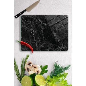 Siyah Mermer Görünümlü Cam Kesme Tahtası 20 cm x 30 cm