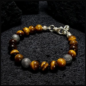 Seven Art Jewelry Gümüş Bileklik, Kaplan Gözü Bileklik, Kahverengi Bileklik, Erkek Bileklik, Kadın Bileklik