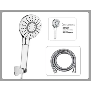 Hgtec Rainy Lüks Duş Seti - 5 Fonksiyonlu Masaj Duş Başlığı + 150CM Ekstra Uzun Çift Kenetli Duş Spirali Hortumu + Duş Başlığı Mafsal Askısı