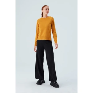 Vanessa Pullover Merino Yünlü Yanları Yırtmaçlı Ince Kadın Triko Kazak Sarı