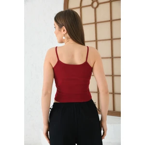 Kadın Bordo Ince Askılı Kaşkorse Atlet